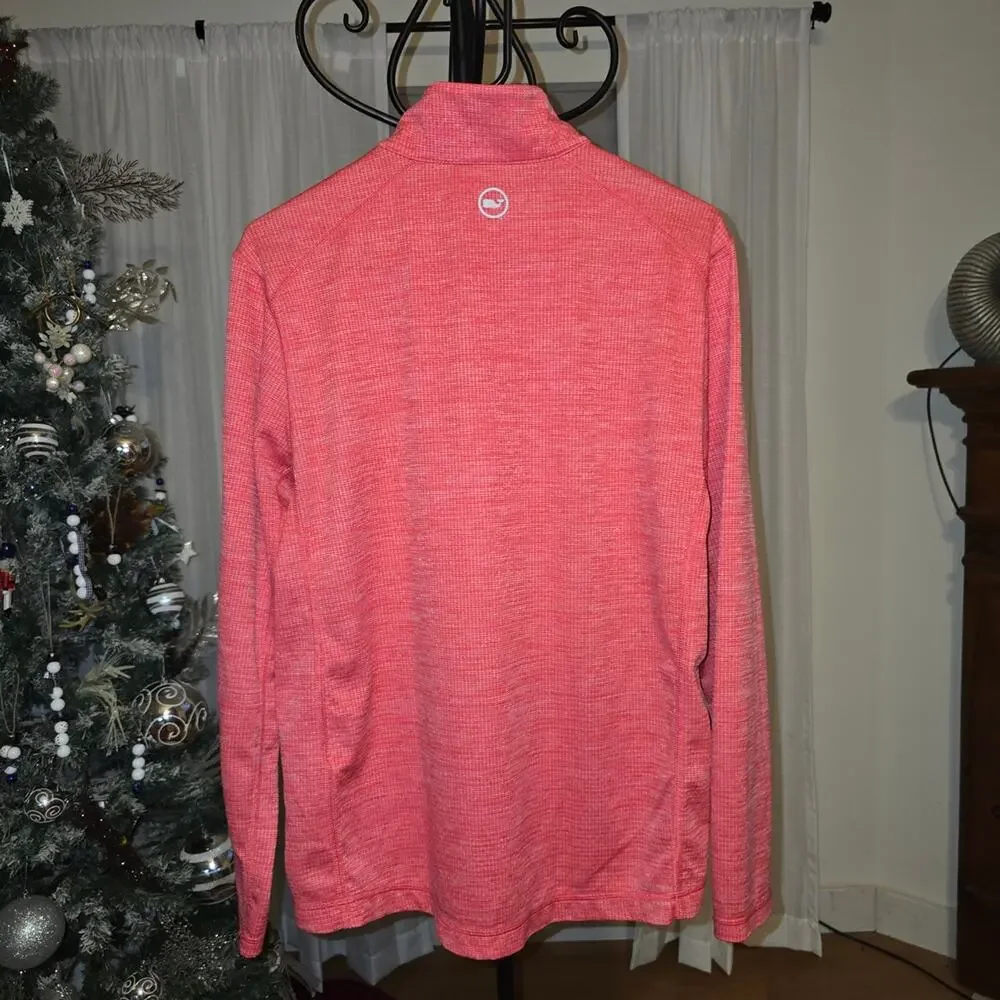 Vineyard Vines Mens Coral Zip-Up Sweater